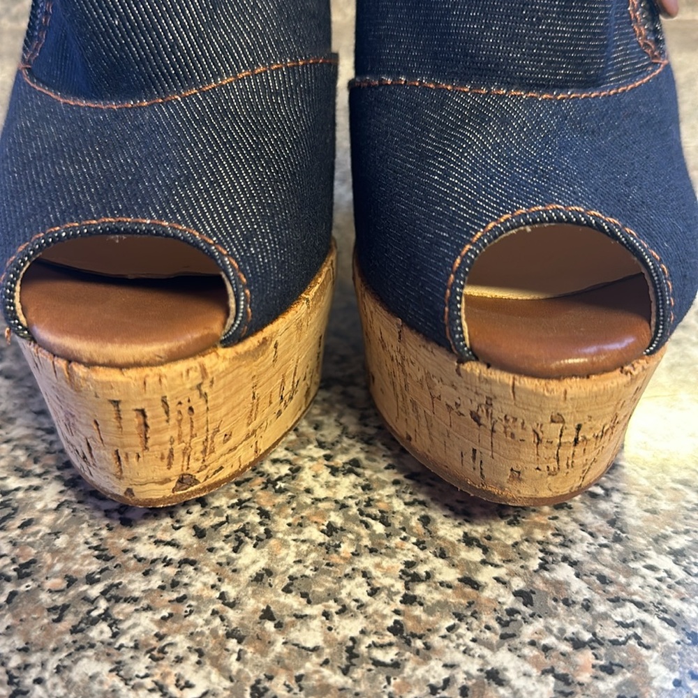 Blue Denim Christian Louboutin Wedges EU 38 - Picture 8 of 15